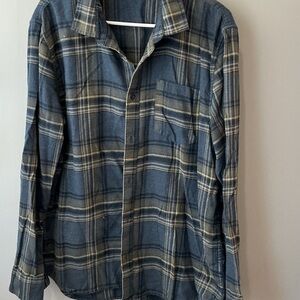 Vans Blue and Tan Plaid Casual Button Down flannel Shirt